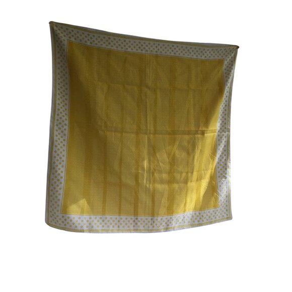 Vintage Yellow White Polka Dot Scarf Retro Accessory - Picture 3 of 5